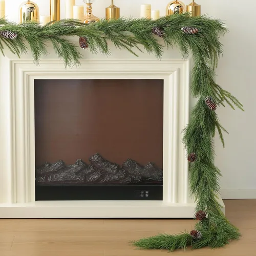 Vista 12 de MIZII - Guirnaldas de Navidad de 6 pies de largo, guirnalda artificial de pino verde con toque real, vegetación artificial verde, decoraciones