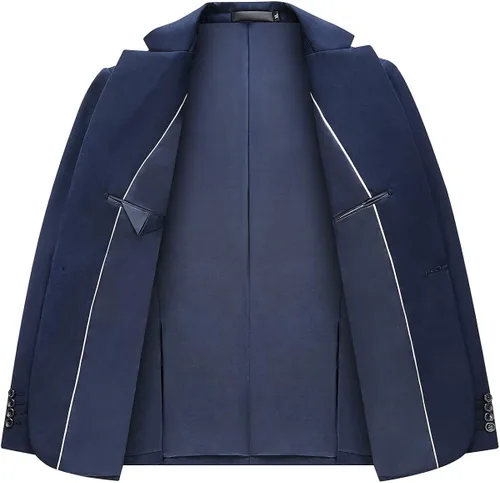 Vista 3 de Chaqueta casual de traje ajustado para hombre, chaqueta de un botón, ligera, deportiva, formal, traje de negocios diario, chaqueta