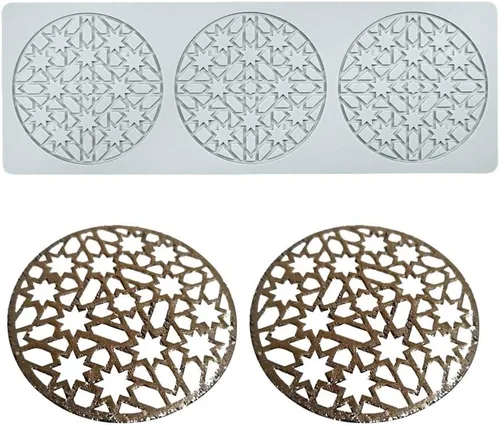 Vista 27 de Moldes de silicona de hojas huecas, moldes de chocolate con forma de corazón, geometría, molde de silicona 3D, molde de hojas de caramelo