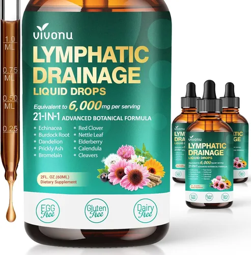 Vista 14 de Gotas de drenaje linfático 21 en 1 para liposomal, 6000 mg Suplemento de apoyo del sistema inmunológico y linfático para mujeres y hombres