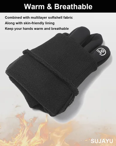 Vista 5 de Guantes de invierno para hombres y mujeres Guantes impermeables para pantalla táctil, correr, ciclismo, conducción y congelador caliente