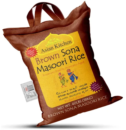 Vista 9 de Asian Kitchen Brown Sona Masoori - Arroz envejecido de 40 libras, 40 libras (40.0 lbs) de arroz de grano corto ~ Todo natural Apto para gluten