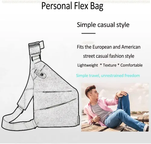 Vista 2 de Bolsa de bolsillo personal antirrobo, bolsa de viaje antirrobo, bolsas cruzadas antirrobo para mujeres y hombres, bolsa delgada