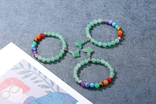 Vista 2 de PESOENTH Pulseras de 7 chakras para mujer, amatista, cristales curativos, pulsera de cuentas de piedras naturales para yoga, reiki, pulsera
