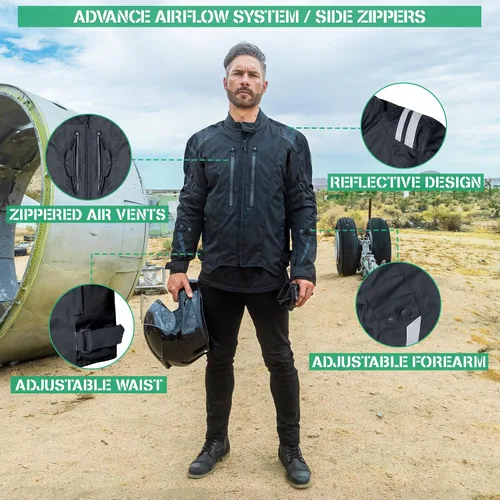 Vista 2 de Nomad - Chaqueta de motociclista para hombre, Ironborn, Cruiser Sportsbike Enduro, chaqueta de equitación para hombre con protección de armadura