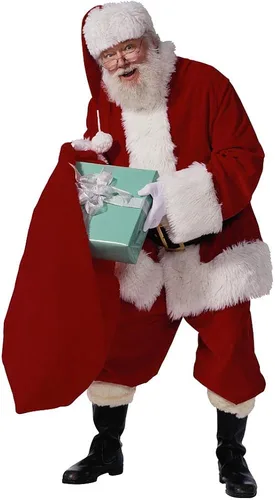 Vista 4 de Men Deluxe Santa Costume Suit for Adults 10pcs Santa Claus Costumes for Christmas Xmas Velvet