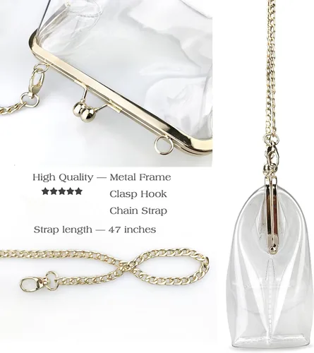 Vista 5 de Cartera transparente de Hoxis con cierre de corchete, cartera bandolera para mujer