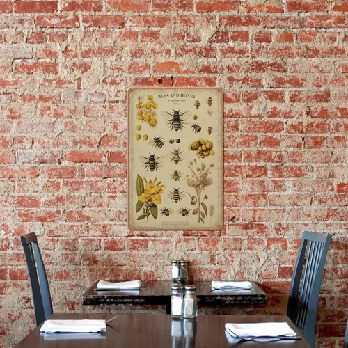 Vista 5 de Póster de abejas, póster de abejas, ilustración de abejas, impresión de abejas, regalo de abejas, arte de pared de miel, letrero de metal