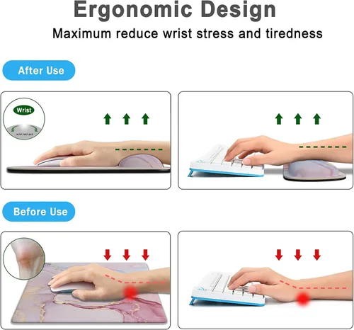 Vista 2 de Reposamuñecas para teclado de espuma viscoelástica con soporte de muñeca para computadora con base de goma antideslizante para el hogar, oficina