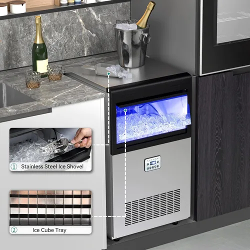 Vista 4 de YITAHOME Máquina para hacer hielo de 100 libras, máquina de hielo comercial bajo encimera, certificado ETL y DOE, grandes máquinas de hielo