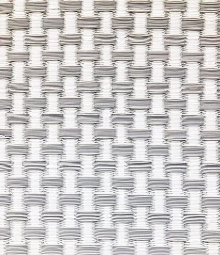 Vista 2 de Mad Mats® Alfombra geométrica para exteriores, tapete de plástico reversible (4 x 6 pies, tejido de cesta, piedra blanca)