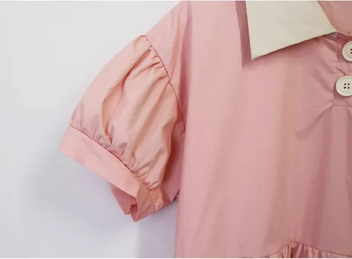 Vista 7 de Himifashion Sweet Lolita - Vestidos góticos de cintura delgada de manga corta con cuello de bebé largo hasta la rodilla japonés Kawaii vestido