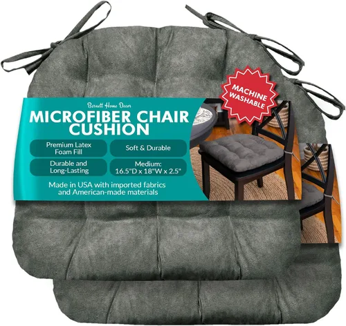 Vista 50 de Barnett Almohadilla para silla de comedor con lazos. Gamuza microfibra, microgamuza, reversible, relleno de espuma de látex, se puede lavar a Negro