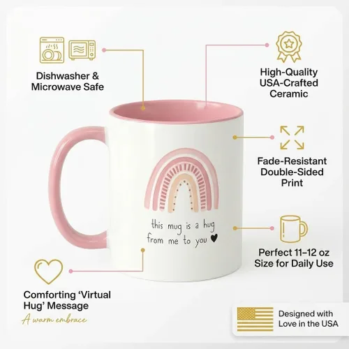 Vista 7 de Unboxme Gifts Hug in a Mug – Taza de café rosa de 12 onzas con cita sincera, un regalo para que tu mejor amiga, hermana o mamá sienta tu amor