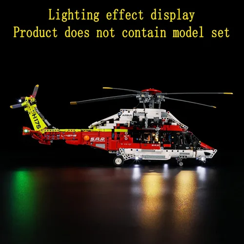 Vista 5 de GEAMENT Kit de luces LED compatible con Lego Airbus H175 Rescue Helicopter – Juego de iluminación para modelo Technic 42145 (modelo no incluido)