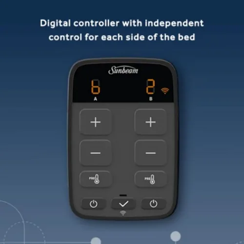 Vista 4 de SUNBEAM Almohadilla de colchón térmica térmica de mezcla de algodón premium con conexión WiFi de doble temperatura, con controlador, aplicación