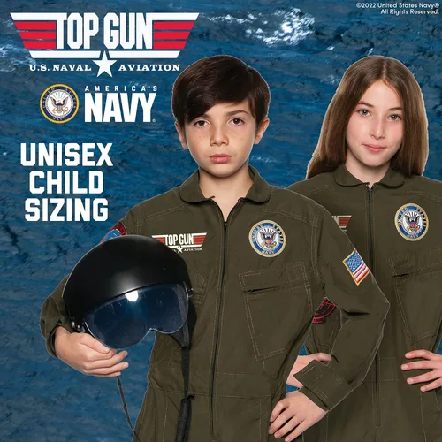 Vista 4 de UNDERWRAPS TOPGUN - Disfraz de piloto de combate Con licencia oficial de US NAVY TOPGUN