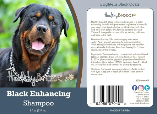 Vista 2 de Healthy Breeds Rottweiler Black Enhancing Shampoo - Limpiador suave con vitamina E, aloe y aceite de coco que añade brillo, brillo e intensidad a