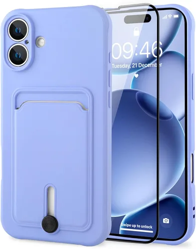 Vista 11 de MZELQ Cartera de TPU Compatible con Funda iPhone 12, Portarjetas Protección de Cámara Cubierta + Protector de Pantalla, Ranura Empujable para Niñas