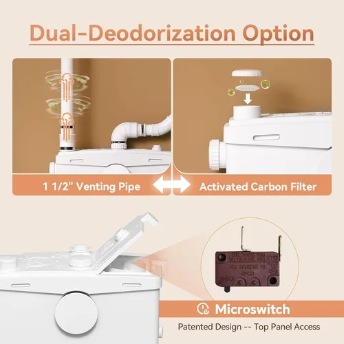 Vista 7 de 900PRO Macerator Pump – 39.3ft Head Lift Sewage Grinder Pump for Upflush