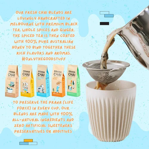 Vista 8 de Prana Chai Masala Blend 8.82 oz + colador de té de malla fina. Prepara Chai y cuela en casa con el colador de malla fina de 3 pulgadas incluido