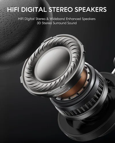 Vista 3 de Auriculares inalámbricos Bluetooth con micrófono para el trabajo, Bluetooth 5.3, micrófono de reducción de ruido con voz HD, sonido estéreo de alta