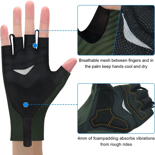 Vista 2 de Souke Sports Guantes de ciclismo para bicicleta de carretera guantes acolchados de medio dedo guantes de ciclismo transpirables que absorben