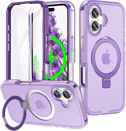 Vista 13 de Funda de cuerpo completo a prueba de golpes para iPhone 13 Pro con soporte magnético invisible [compatible con MagSafe] protector de pantalla