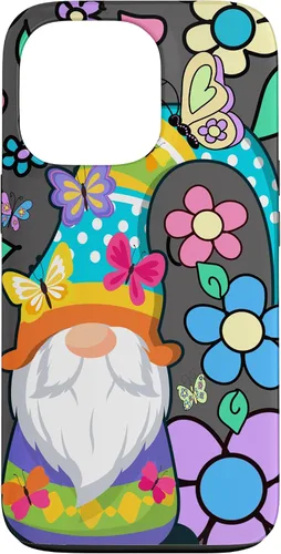 Vista 10 de Floral Daisy Flower Pattern with Butterflies Funny Gnome Case for iPhone 17