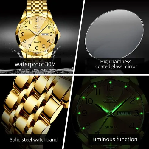 Vista 6 de OLEVS Reloj para Hombre Mujer Cara Grande Unisex Diamante Lujo Vestir Analógico Cuarzo Acero Inoxidable Impermeable Luminoso Fecha Negocios Informal