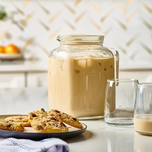 Vista 5 de Hermetic Seal - Jarra de vidrio con tapa hermética y boquilla, jarra de agua de 68 onzas para jugo casero, té helado, leche, café frío, limonada