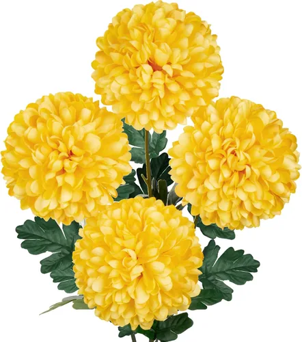 Vista 14 de Briful 12 tallos artificiales de crisantemo negro – Cabezas de flores de seda de 11 pulgadas de alto con hojas verdes, tallos flexibles