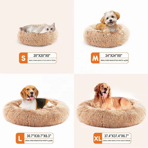 Vista 8 de Sweetcrispy Cama grande para perros para interiores, cama calmante en forma Marrón