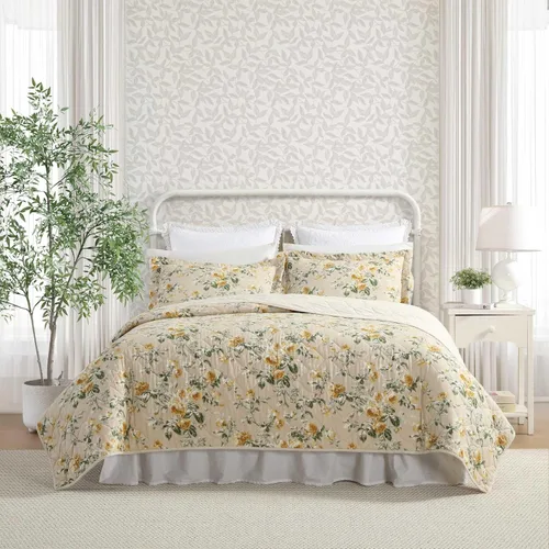 Vista 14 de Laura Ashley Home - Juego de edredón individual, ropa de cama reversible de algodón con flores, decoración del hogar para todas las estaciones