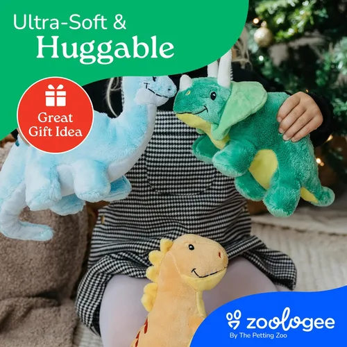 Vista 9 de The Petting Zoo ZOOLOGEE - Peluche de dinosaurio de bebé Triceratops de 11 pulgadas