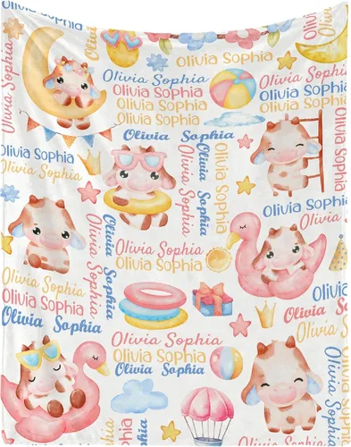 Vista 15 de Manta personalizada con nombre de bebé, dinosaurios, regalo para bebés y niñas, manta de franela suave para recién nacidos, manta cómoda y acogedora