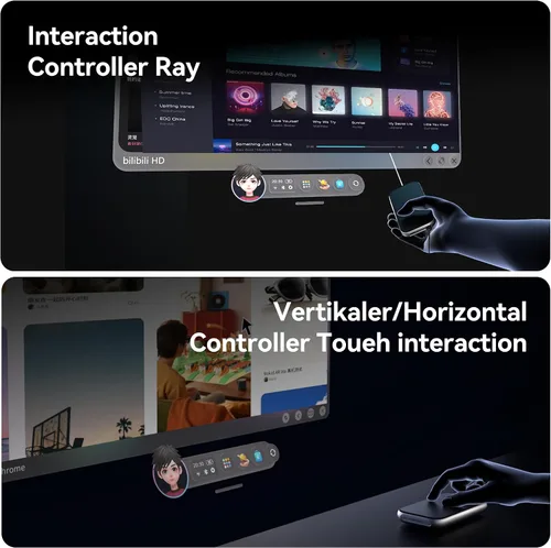 Vista 3 de Rokid AR - Gafas de Video Espacial con Sistema de 3 Pantallas, Gafas AR Max2 Negras y Computadora Espacial Station2 con Micro-OLED de 360°, OLED