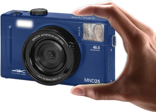 Vista 5 de Minolta Cámara digital de enfoque automático de 48 MP con espejo selfie, video 4K Ultra HD, zoom digital de 16x, LCD de 3.0 pulgadas, detección