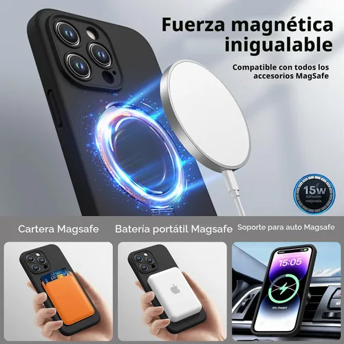 Vista 3 de CellEver Funda magnética fuerte para iPhone 14 Pro Max [para carga MagSafe] [protección de cámara] protección de alta resistencia, funda de silicona