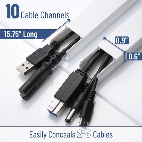 Vista 2 de Bates - Kit de canaleta de cable de 157 pulgadas, cubiertas de cable para cables en la pared, cubiertas de alambre para cables, pared oculta