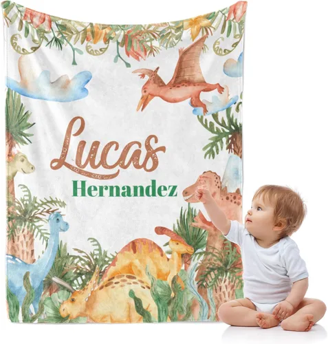 Vista 23 de J&SBGFT Manta de Bebé Personalizada para Niños - Manta con Nombre Personalizado para Niños Pequeños, Niños - Manta Decorativa de Guardería Cochecito