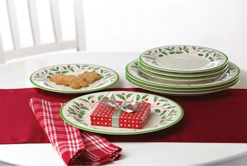 Vista 7 de Lenox 863669 Holiday - Juego de platos llanos de melamina de 4 piezas, vajilla navideña, alojamiento