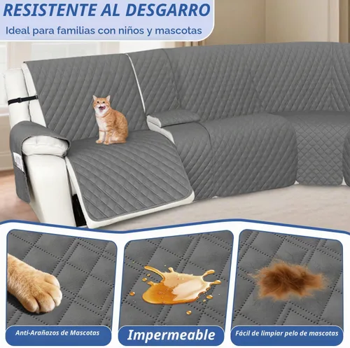 Vista 5 de Arfntevss Fundas de sofá seccional reclinable 100% impermeable, funda de sofá en forma de L para sofá seccional reclinable en forma de L, funda