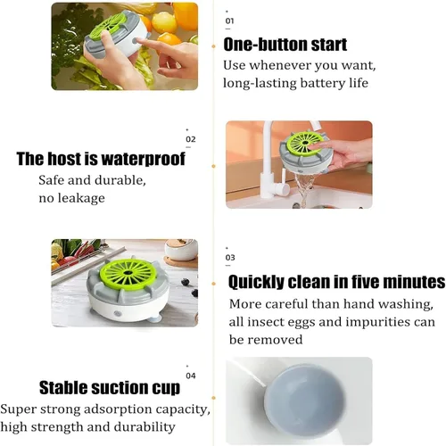 Vista 6 de Lavado de frutas y verduras,Seattleget Lavadoras portátiles eficientes de frutas y verduras,Máquinas de limpieza de frutas y verduras,Máquina