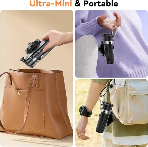 Vista 3 de Palo selfie magnético para iPhone, trípode multifuncional de bolsillo 4 en 1 con rotación de 360°, soporte de agarre para mango de teléfono, control
