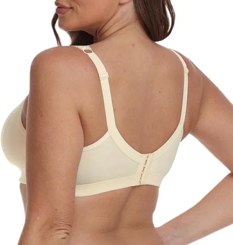 Vista 4 de Brasier de algodón cómodo con encaje y cobertura completa sin forro para mujer, sin forro, sin varillas, para mujer Albaricoque