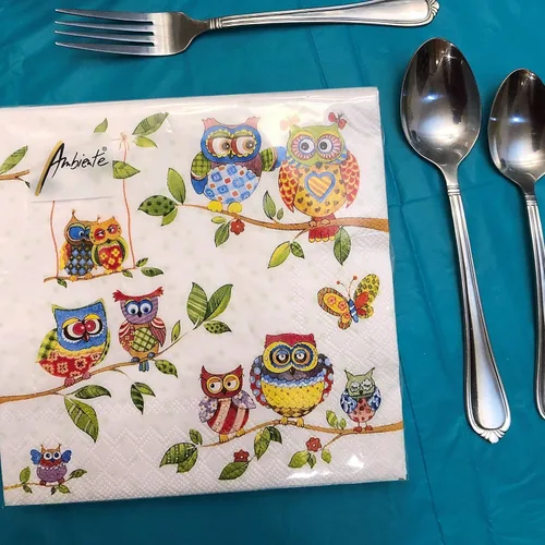 Vista 4 de Servilletas de búho de 13 x 13 pulgadas para decoupage, servilletas de otoño, servilletas de papel de cóctel, servilletas de San Valentín