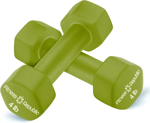 Vista 8 de Fitness Republic Juego de 2 mancuernas de neopreno, antideslizantes, forma hexagonal, pesas libres para tonificación muscular y fortalecimiento