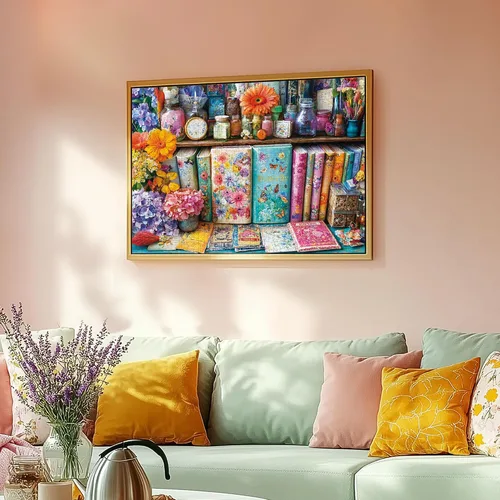 Vista 5 de Rompecabezas para adultos de 1000 piezas, rompecabezas florales de libro vibrante