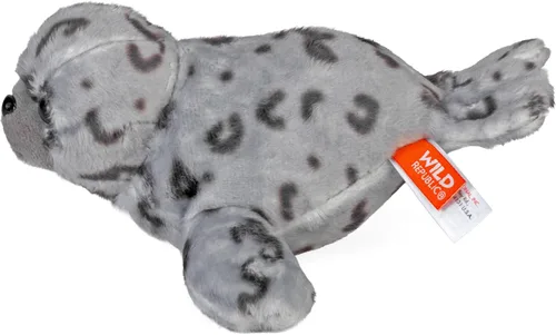 Vista 3 de Wild Republic Pocketkins Eco Harbor Seal, animal de peluche, 5 pulgadas, juguete de peluche, hecho de materiales reciclados, respetuoso con el medio
